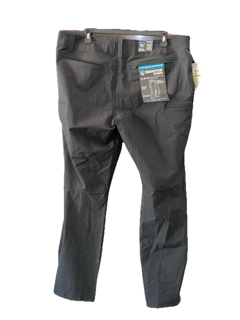 Kuhl Men’s Black Flat Front Coin Pocket Tapered Leg Chino Pants Size 38X30